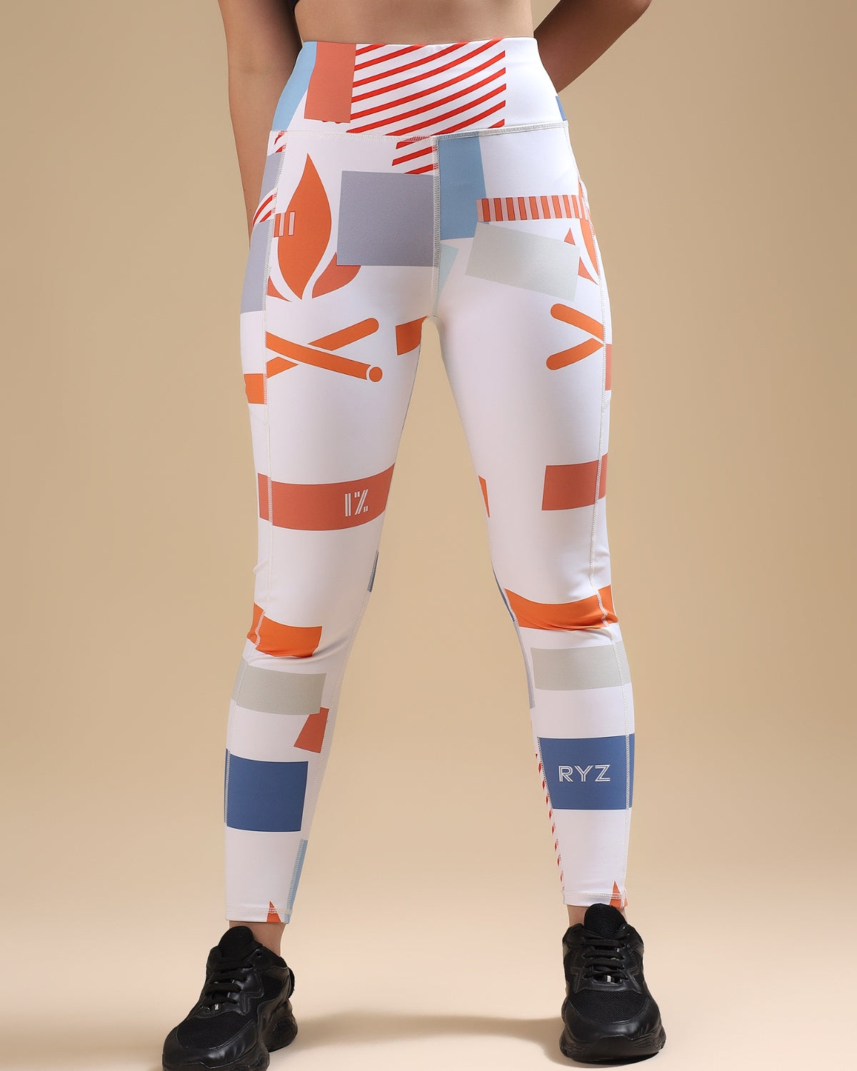 Abstract Flex Leggings with pockets
