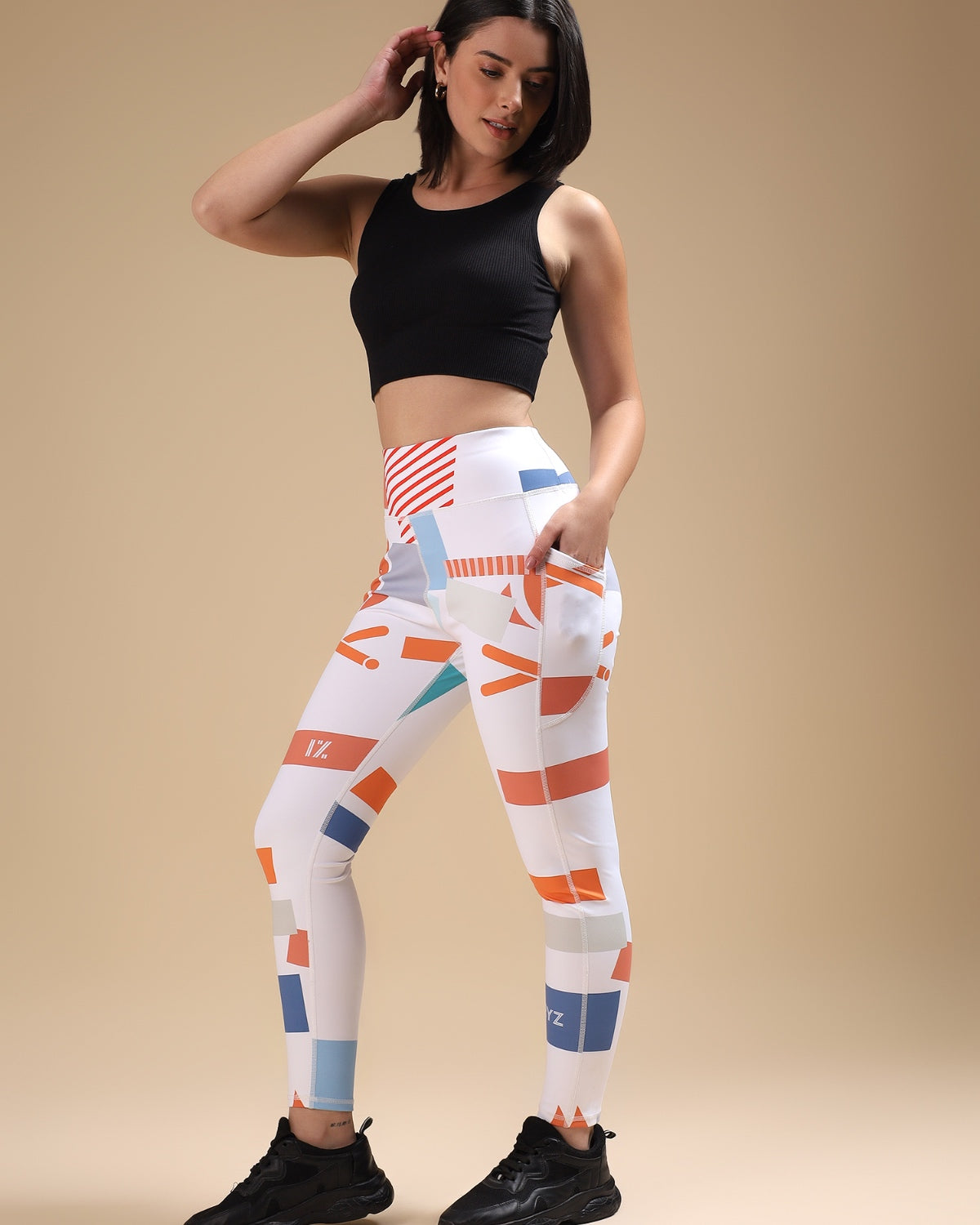 Abstract Flex Leggings with pockets