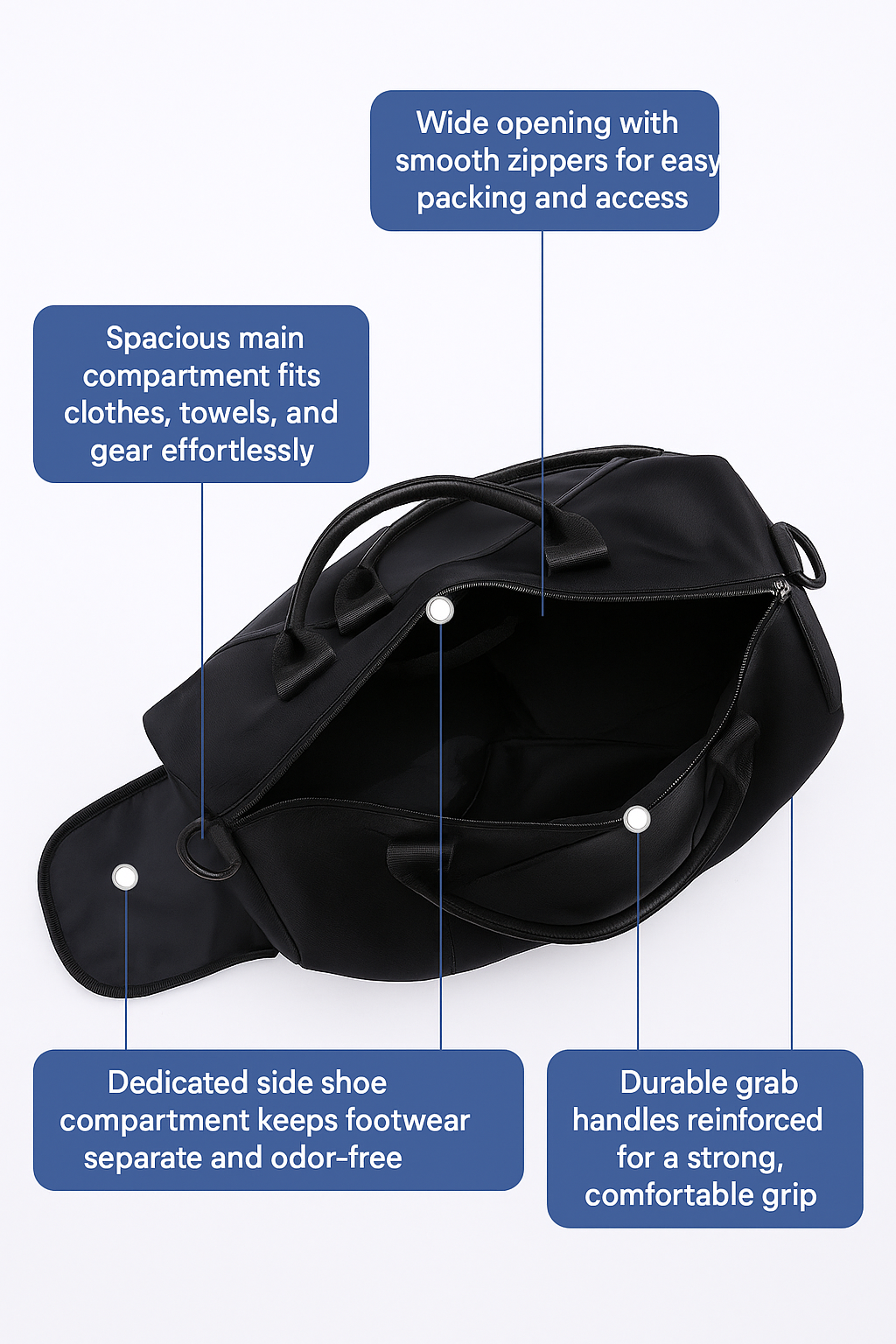 RYZ Active Bag - Carry All | Leather Series (BR) | Premium Gym Bag | Luxury Travel Duffle