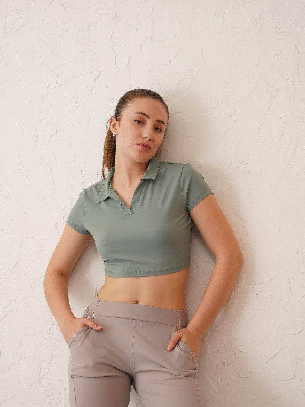 CORE Collar Crop Polo Top