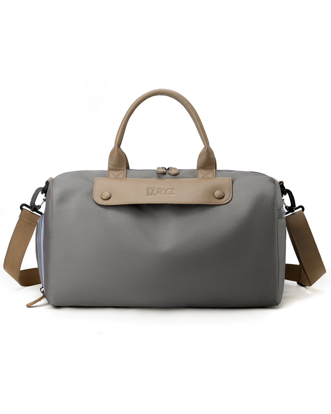 RYZ Active Carry-All Bag – Leather Series | Premium Gym Bag | Luxury Travel Duffle (Grey)