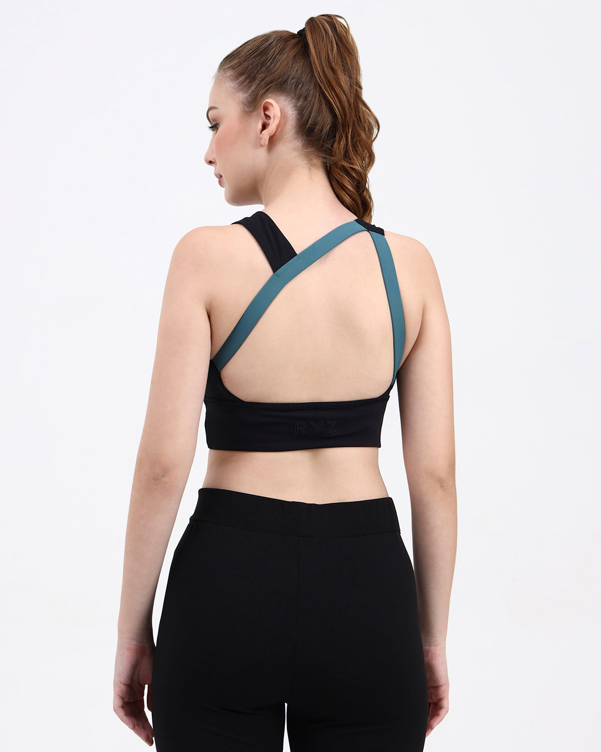 Original Softretch® AeroCross Bra Top | Removable Padding -Black Sage Green -S