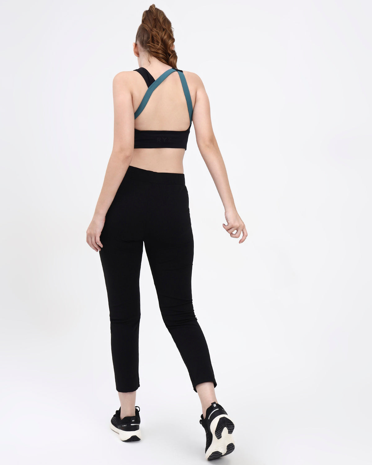 Original Softretch® AeroCross Bra Top | Removable Padding -Black Sage Green -S