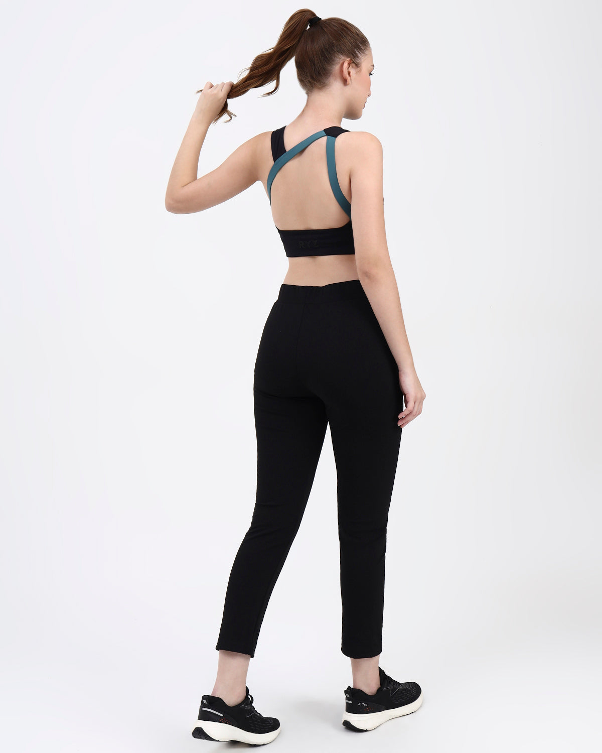 Original Softretch® AeroCross Bra Top | Removable Padding -Black Sage Green -S