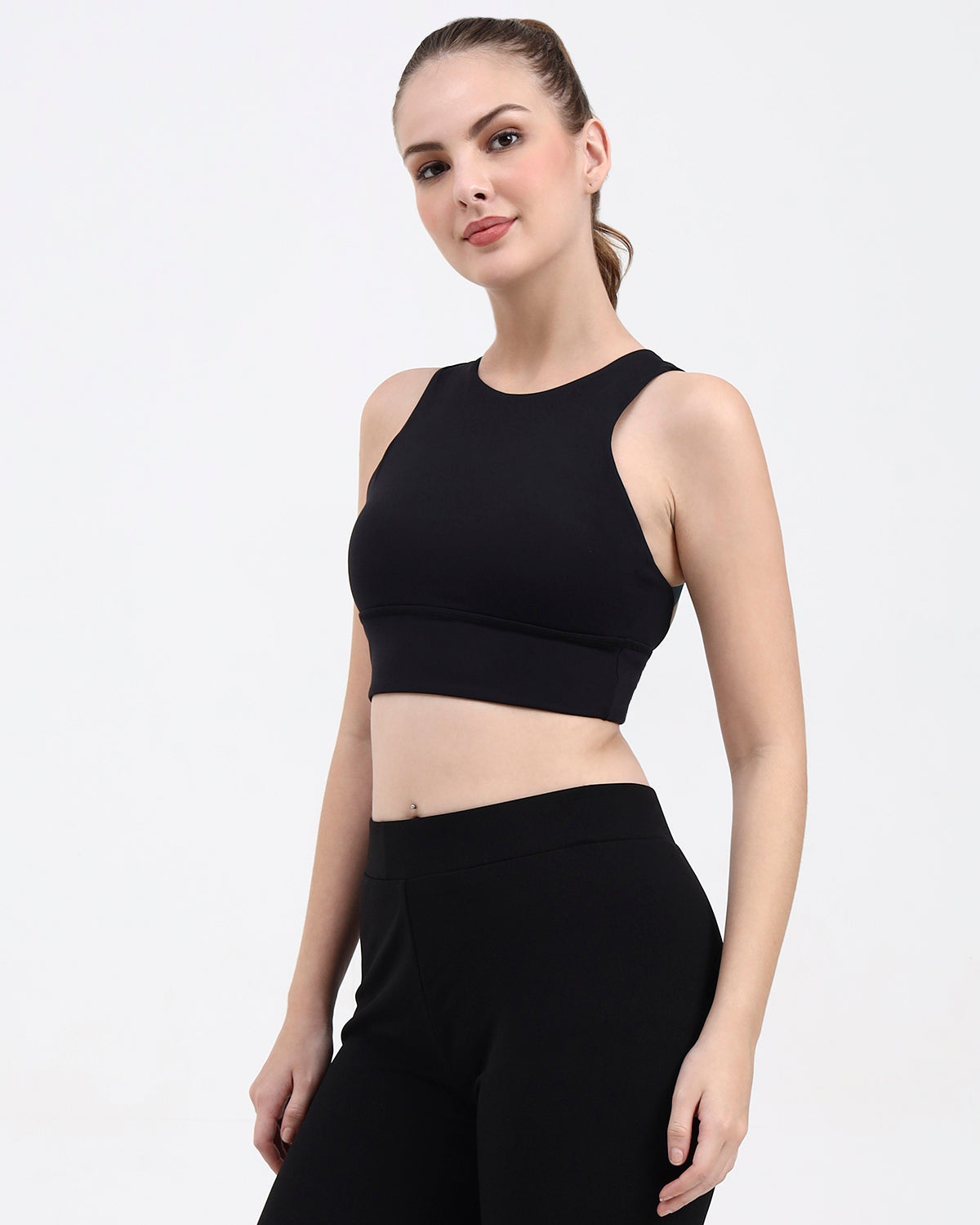 Original Softretch® AeroCross Bra Top | Removable Padding -Black Sage Green -S