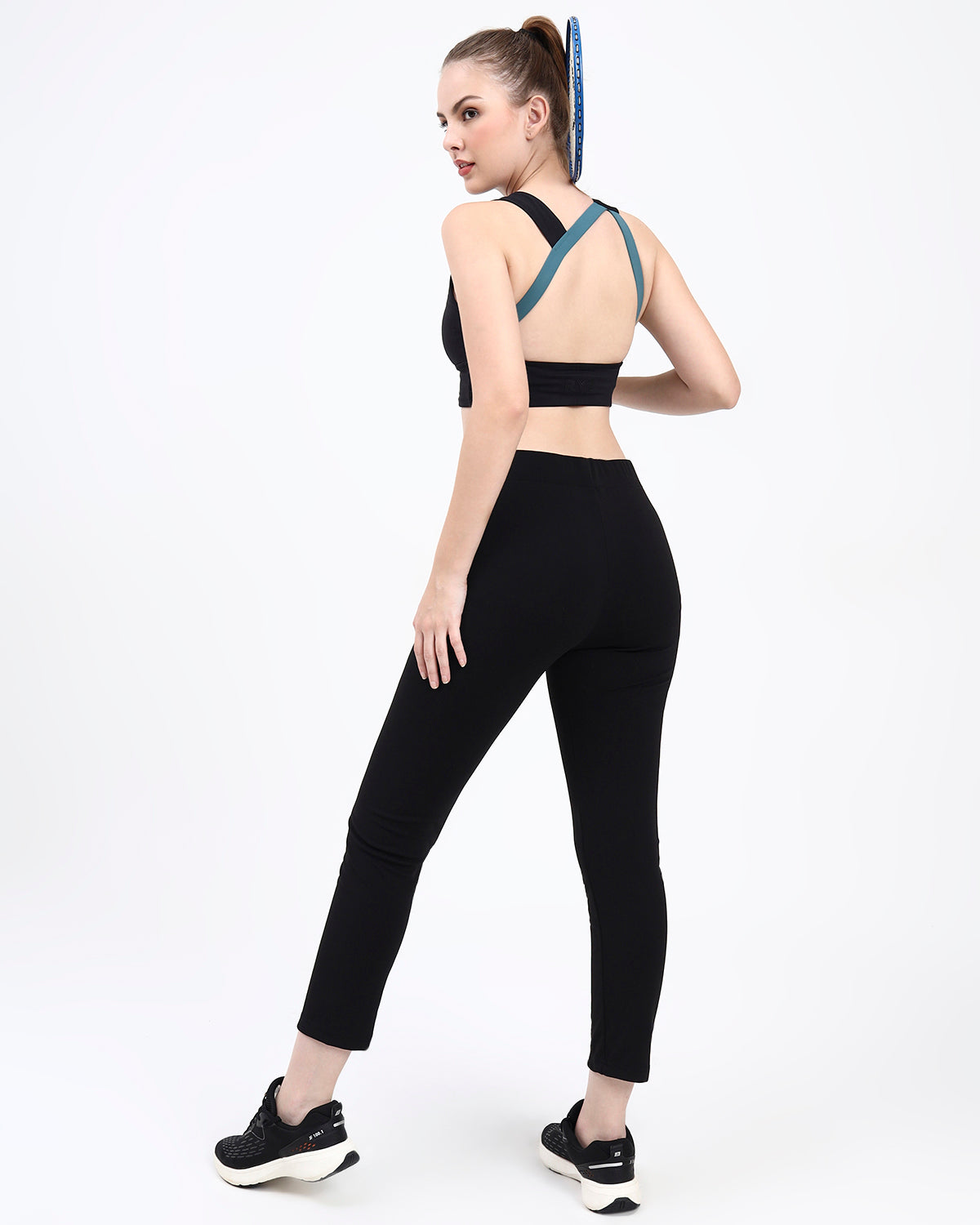 Original Softretch® AeroCross Bra Top | Removable Padding -Black Sage Green -S