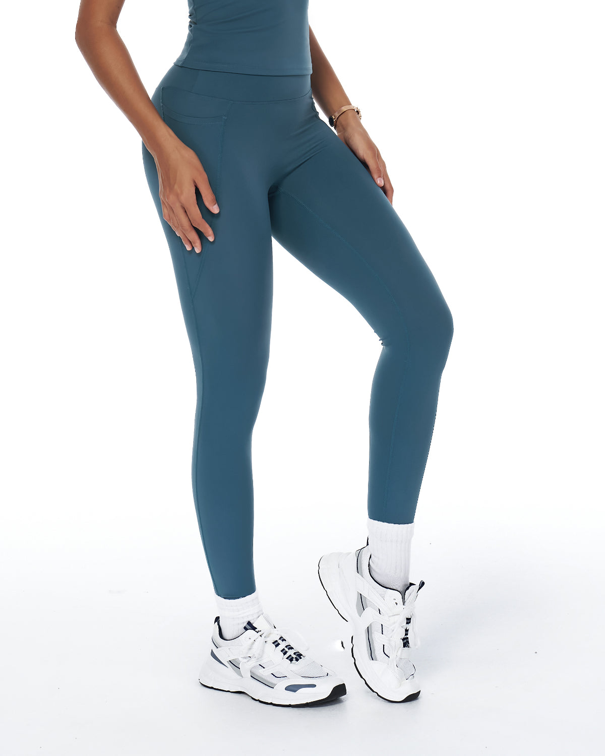 Signature Sculpt Active Set | Padded Tank + High-Waist Pocket Leggings | No Front Seam | Softretch® (Teal)