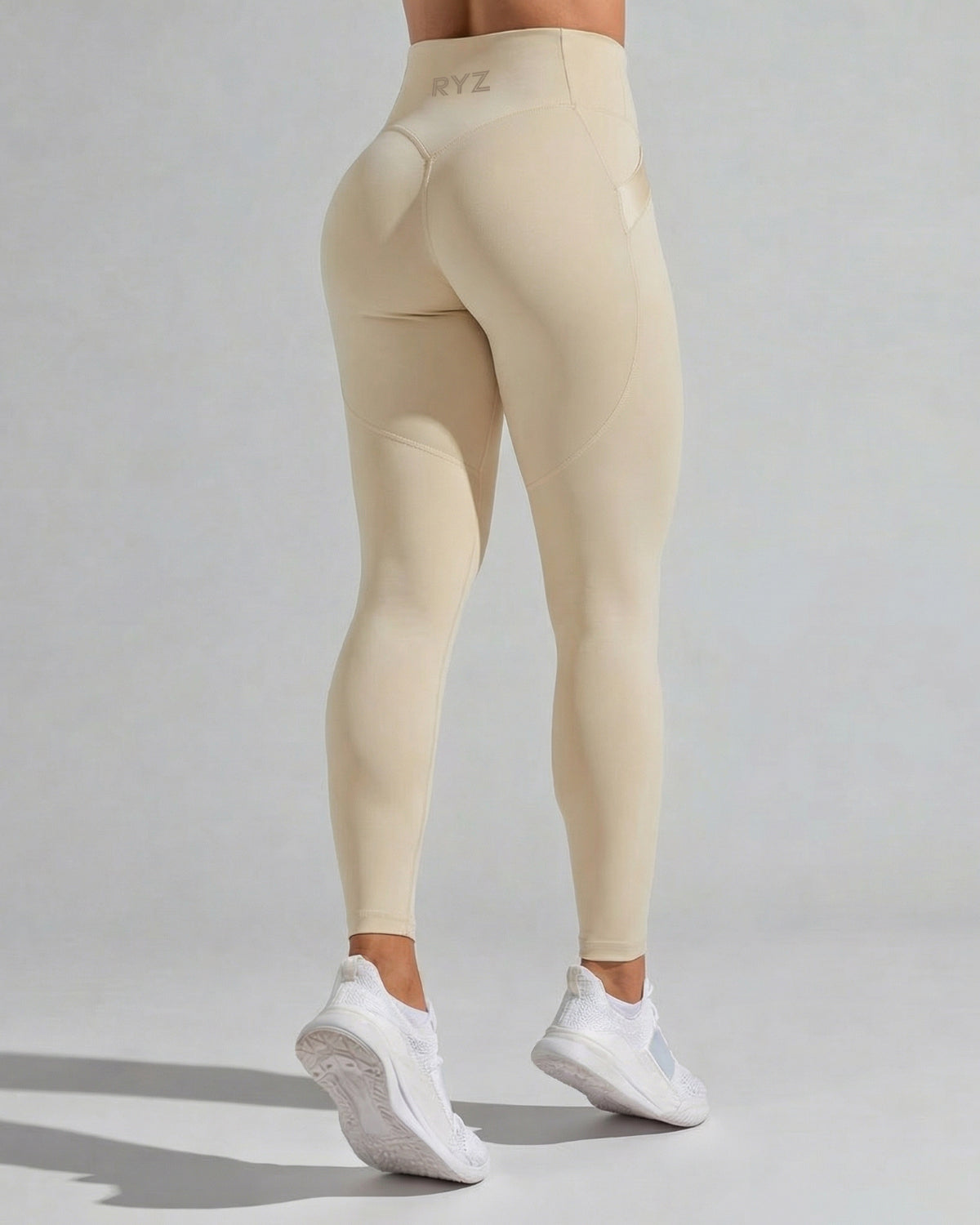 Swoosh Sculpt Performance Leggings | Booty Sculpt | Towel Holder | Hidden Waist Pocket | No Front Seam | Softretch® (Ivory)