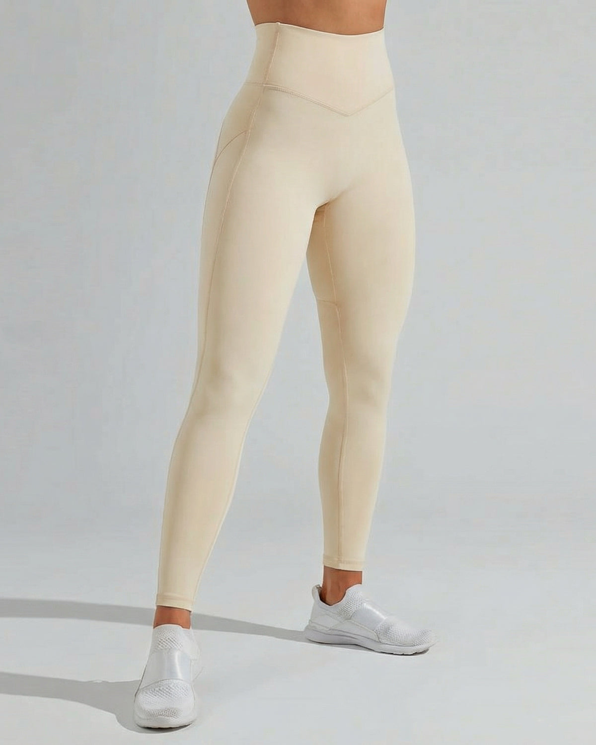 Swoosh Sculpt Performance Leggings | Booty Sculpt | Towel Holder | Hidden Waist Pocket | No Front Seam | Softretch® (Ivory)