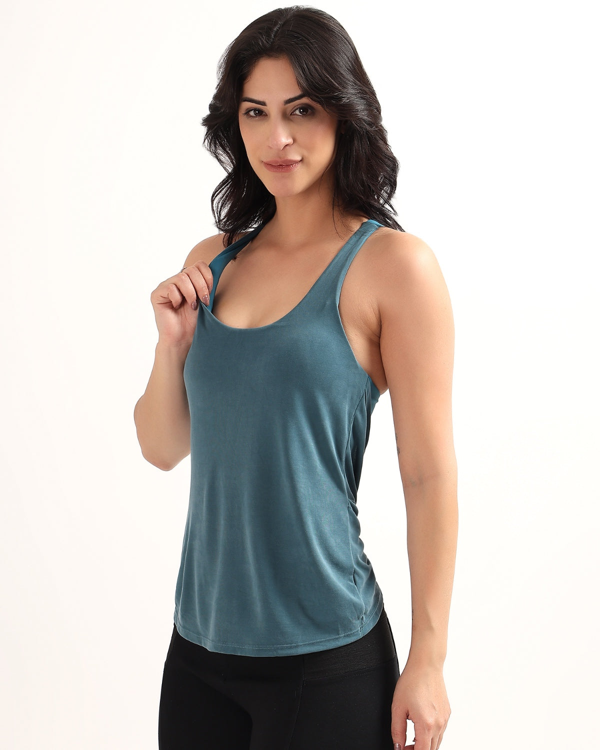 Swoosh Padded Cross-back Wrap Tank | Original Softretch® | In-built Sports bra | Yoga Top (CY)