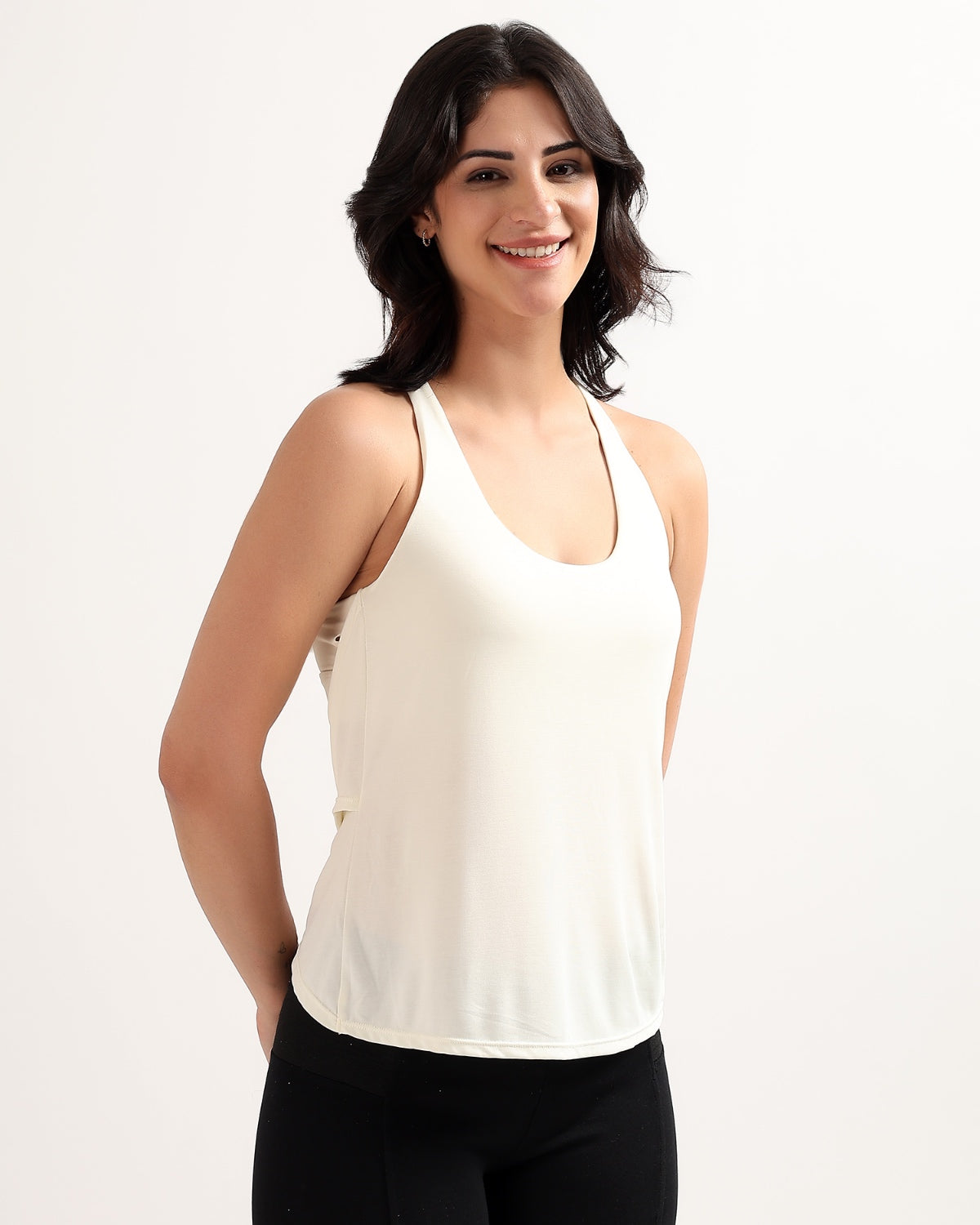 Swoosh Padded Cross-back Wrap Tank | In-built Sports bra | Yoga Top (I)