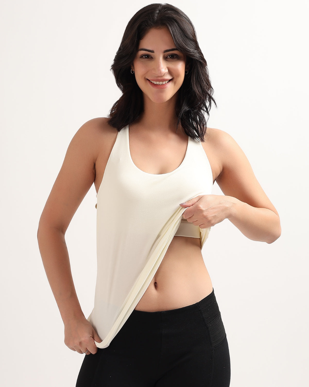 Swoosh Padded Cross-back Wrap Tank | In-built Sports bra | Yoga Top (I)