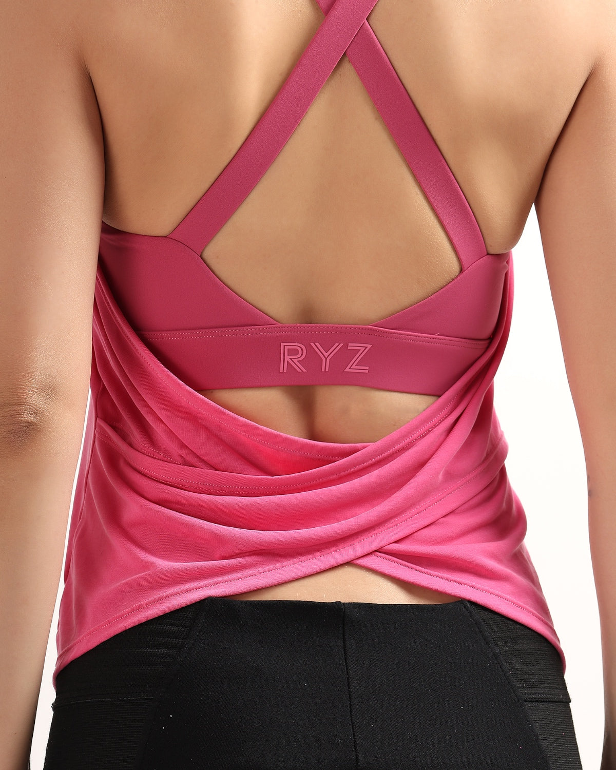 Swoosh Padded Cross-back Wrap Tank | In-built Sports bra | Yoga Top (P)