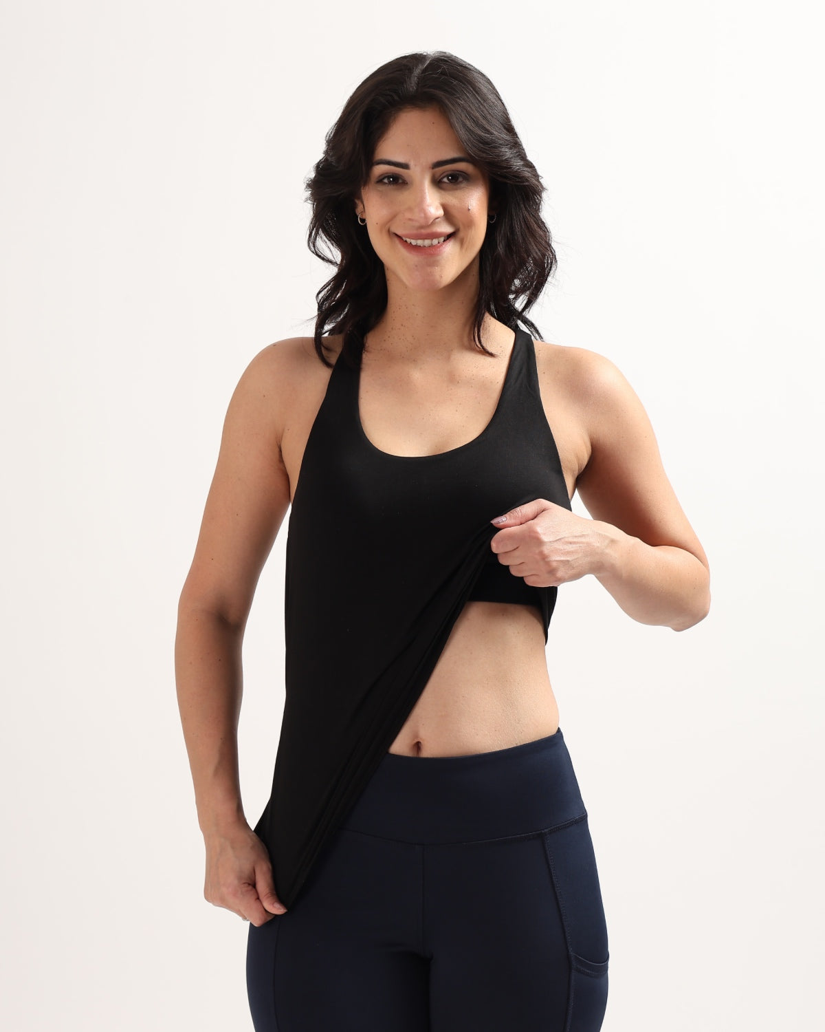 Swoosh Padded Cross-back Wrap Tank | In-built Sports bra | Yoga Top (B)