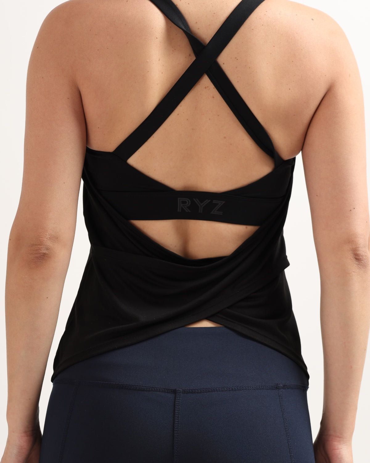 Swoosh Padded Cross-back Wrap Tank | In-built Sports bra | Yoga Top (B)