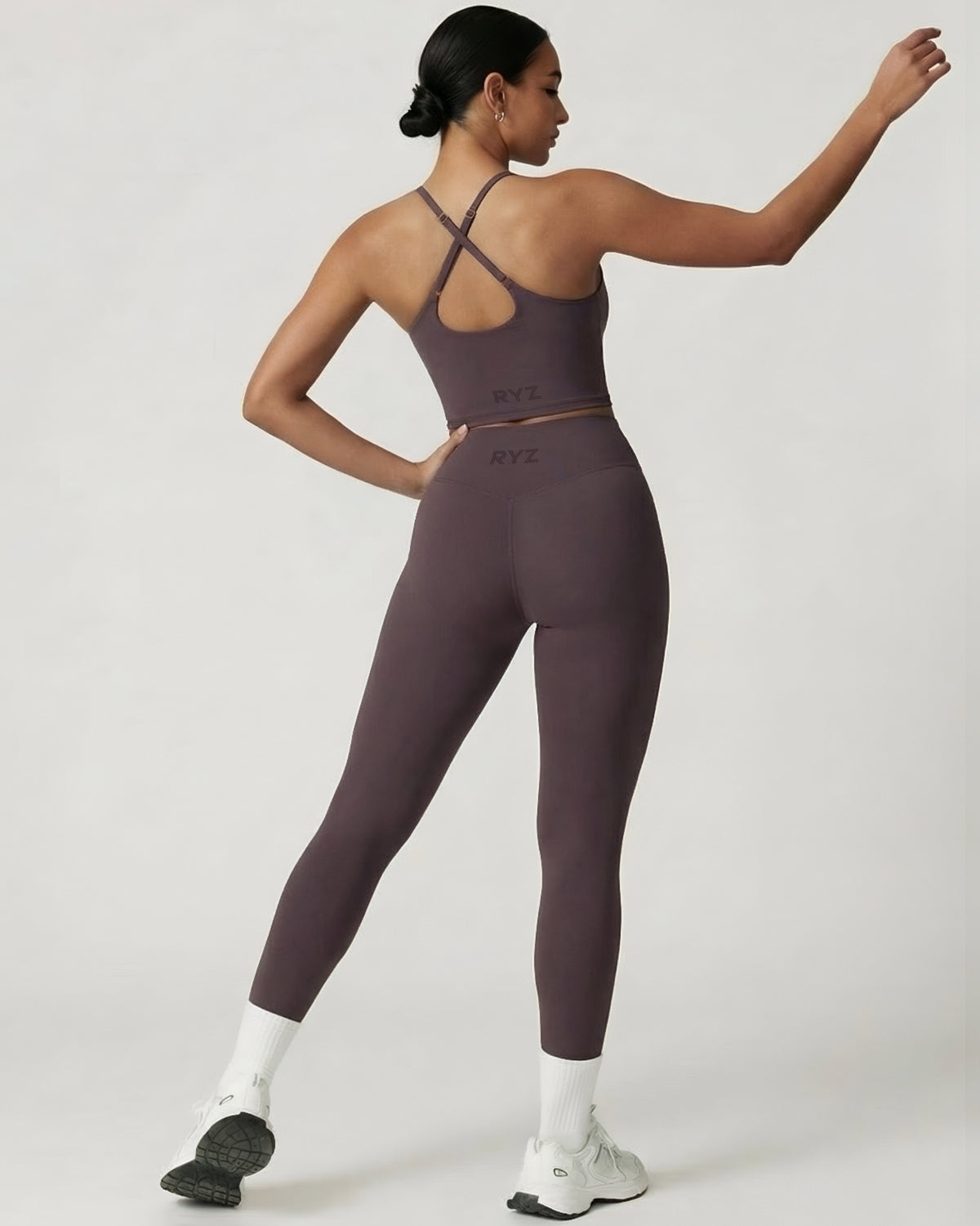 Core Sculpt Fit Set | Adjustable Straps Tank | Removable Pads | No Front Seam Leggings | Softretch® Workout Co-Ord (Purple)