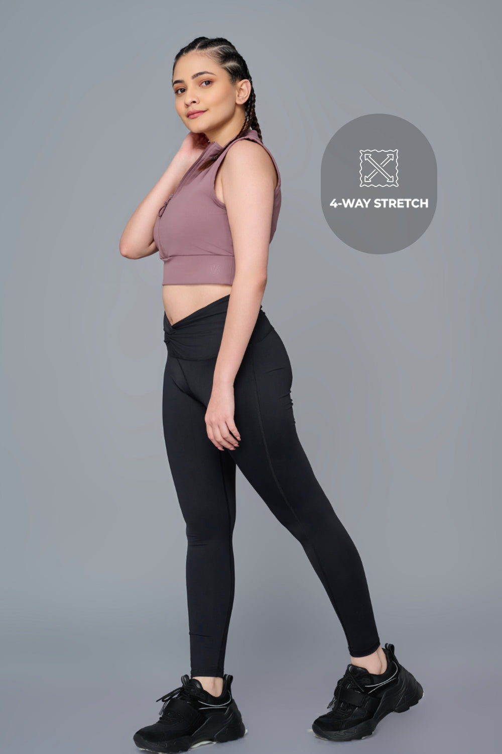 Core Front Zip High-Neck Crop Top (L) | Original Softretch®