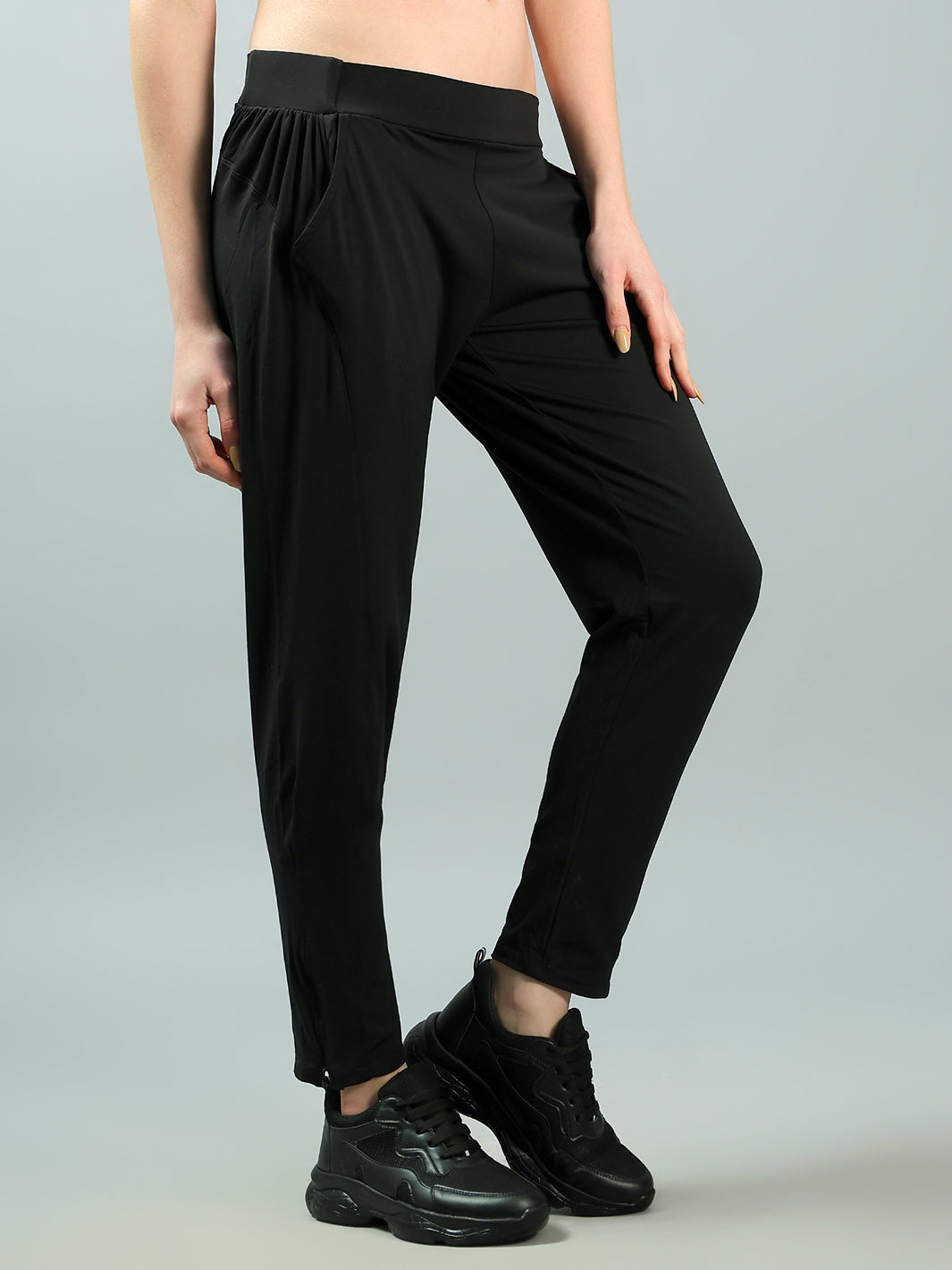 Buy ELVORA Women Smart Slim Fit Peg Trousers (28, Black) at Amazon.in