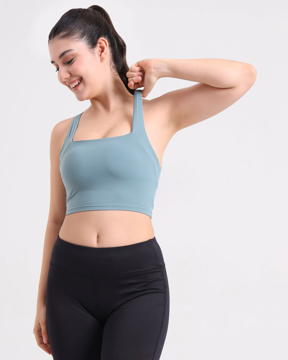Core Padded Cross Back Crop Top | In-built Sports bra | Yoga Top (A)