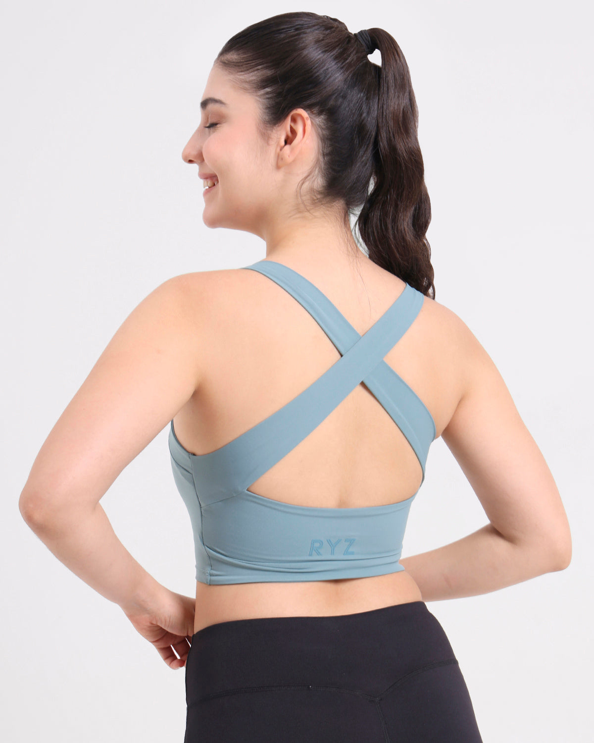 Core Padded Cross Back Crop Top | In-built Sports bra | Yoga Top (A)