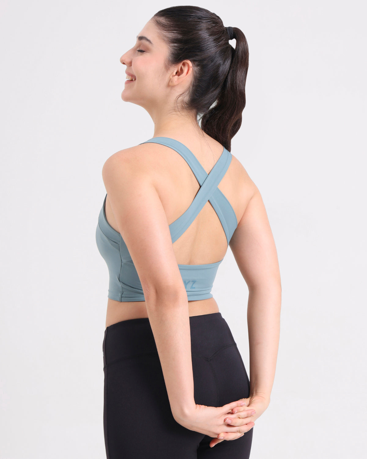 Core Padded Cross Back Crop Top | In-built Sports bra | Yoga Top (A)