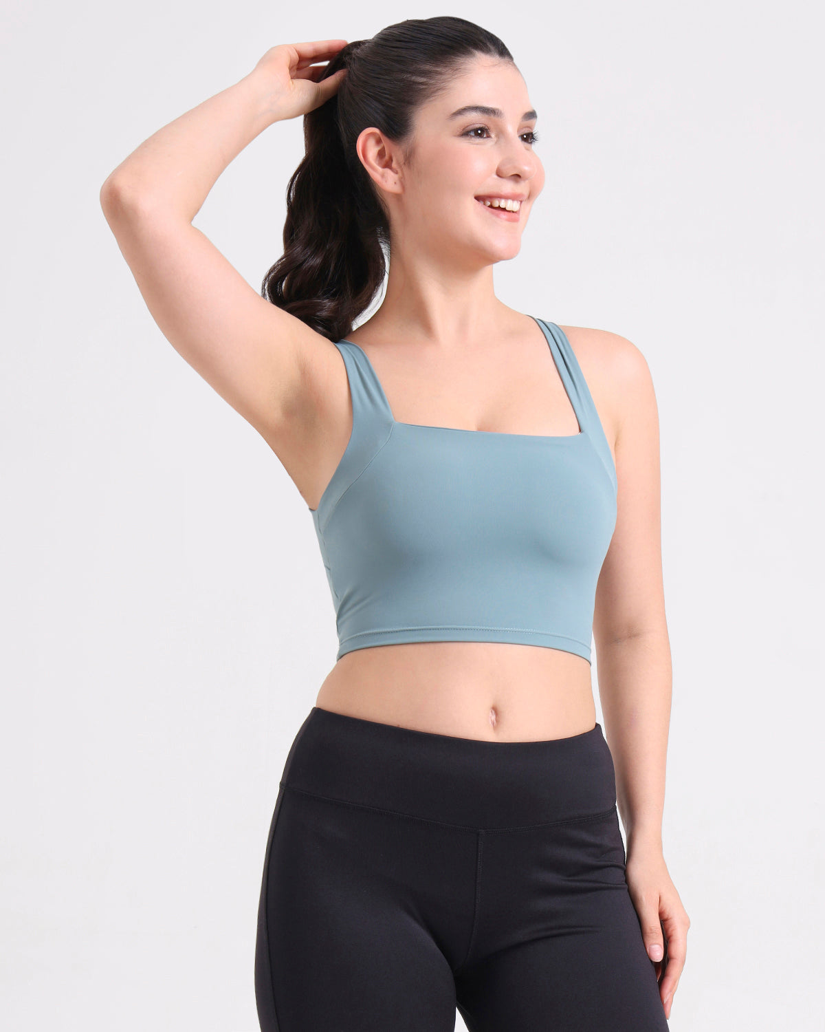 Core Padded Cross Back Crop Top | In-built Sports bra | Yoga Top (A)