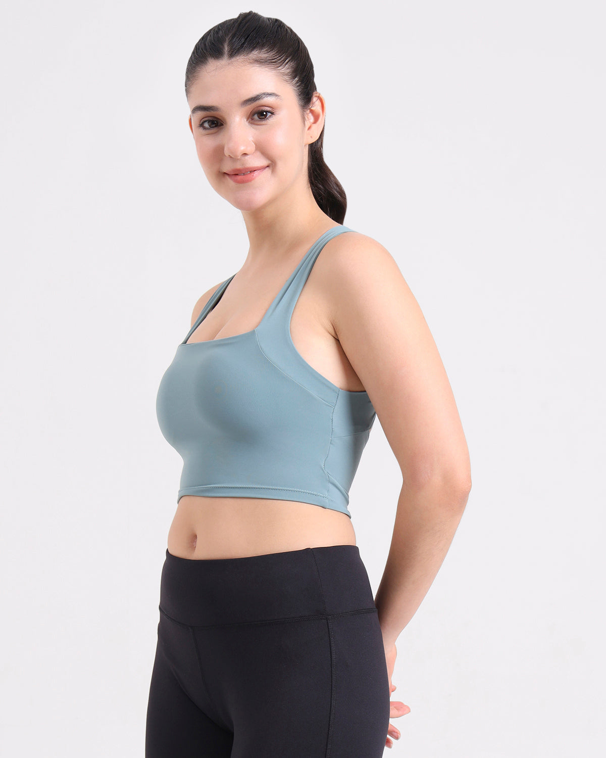 Core Padded Cross Back Crop Top | In-built Sports bra | Yoga Top (A)