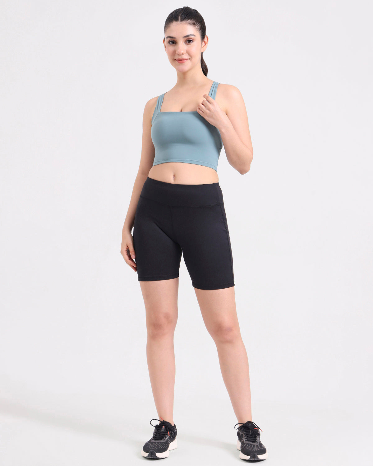 Core Padded Cross Back Crop Top | In-built Sports bra | Yoga Top (A)