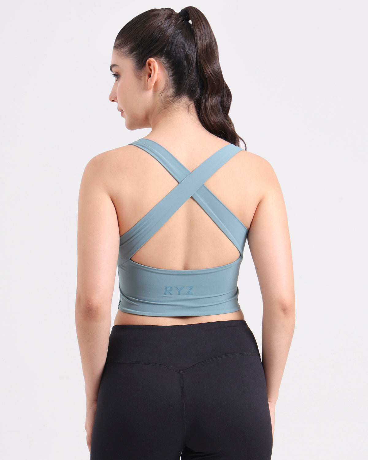 Core Padded Cross Back Crop Top | In-built Sports bra | Yoga Top (A)