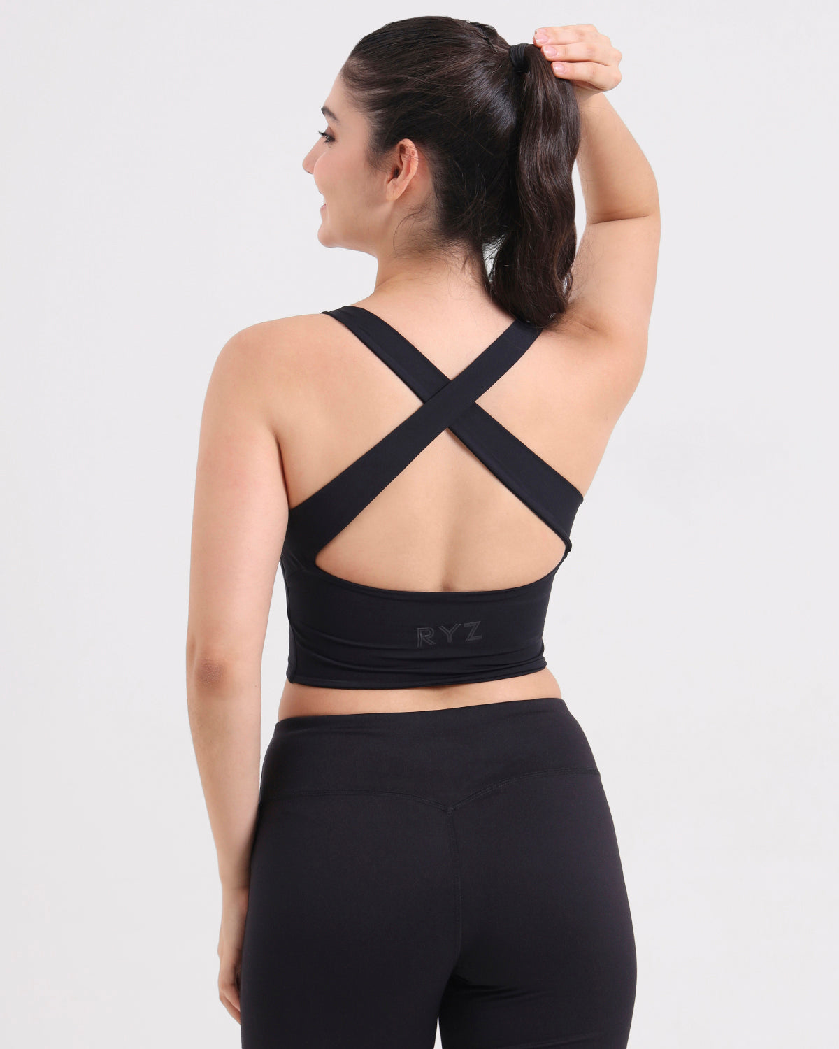 Core Padded Cross Back Crop Top | In-built Sports bra | Yoga Top (B)
