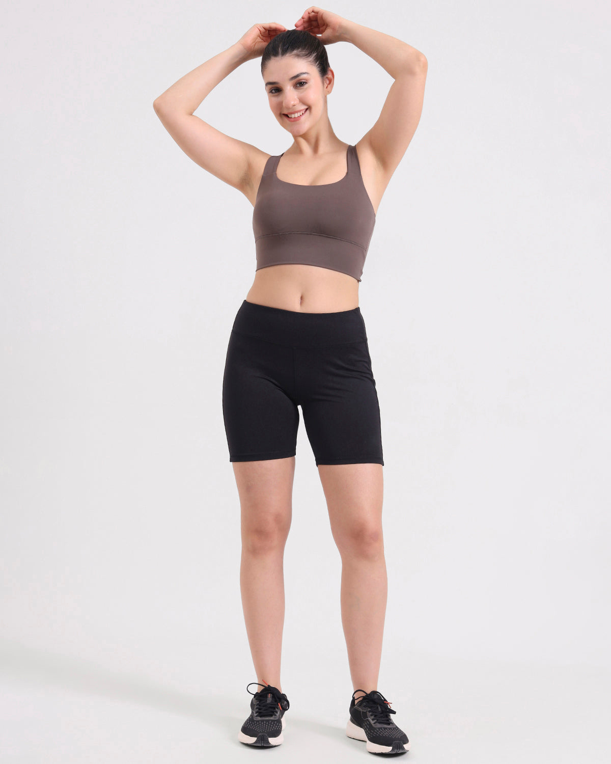Core Padded Knot Blot Cross Back Crop Top | In-built Sports bra | Yoga Top (BR)