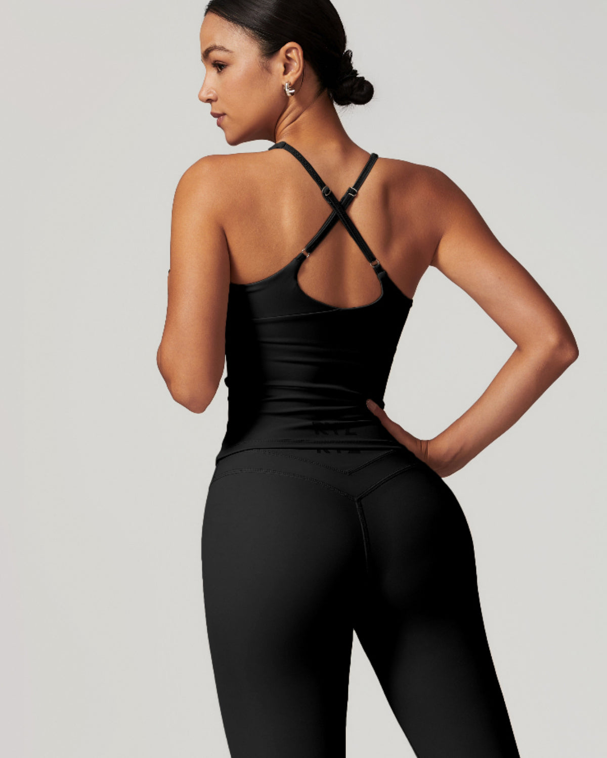 Core Sculpt Fit Tank | Adjustable Cross-Back | Removable Pads | Softretch® (Black)