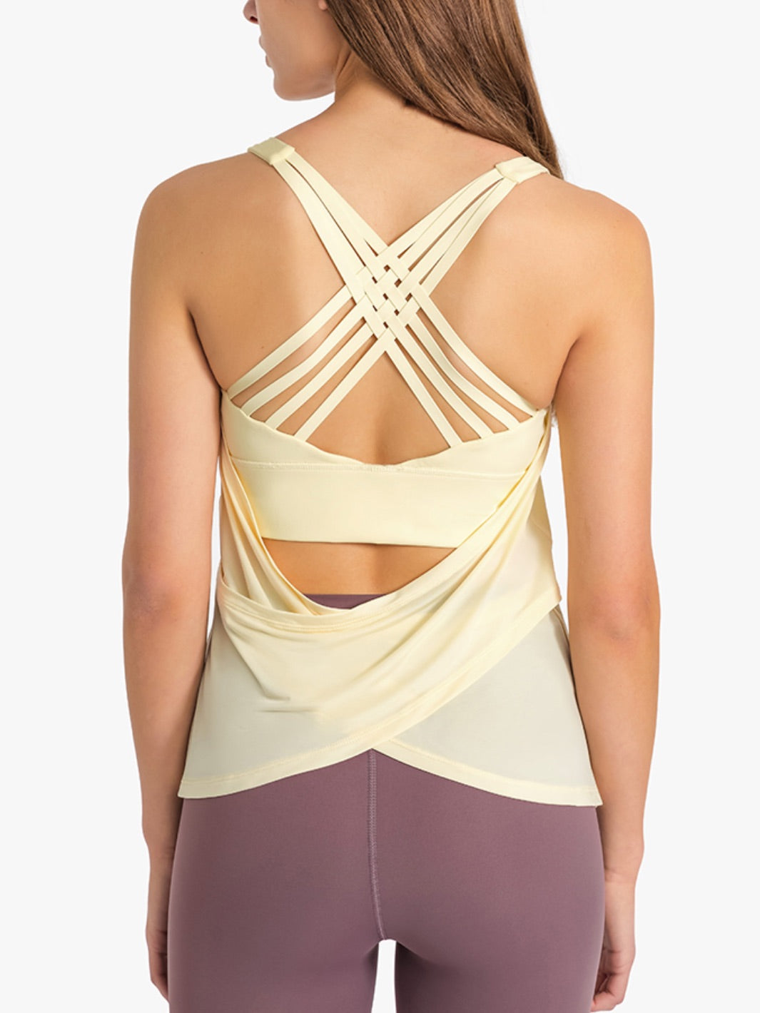 Swoosh Padded Crossback Wrap Tank | In-built Sports bra | Yoga Top (Y)