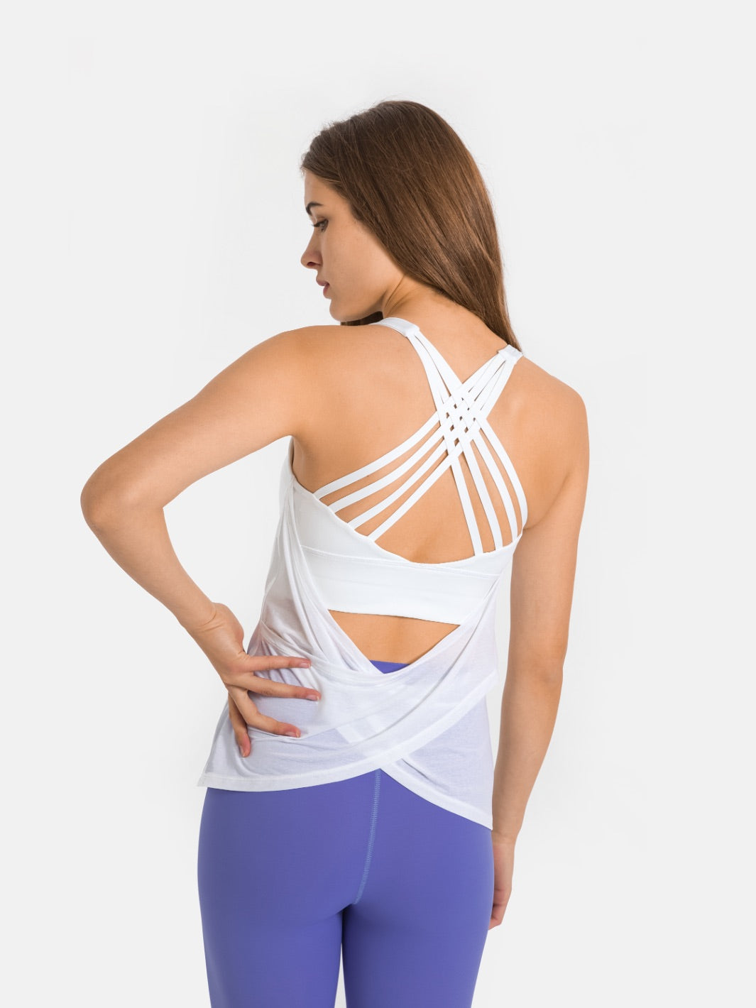 Swoosh Padded Crossback Wrap Tank | In-built Sports bra | Yoga Top (W)