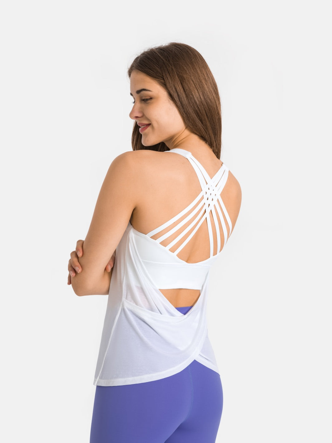 Swoosh Padded Crossback Wrap Tank | In-built Sports bra | Yoga Top (W)