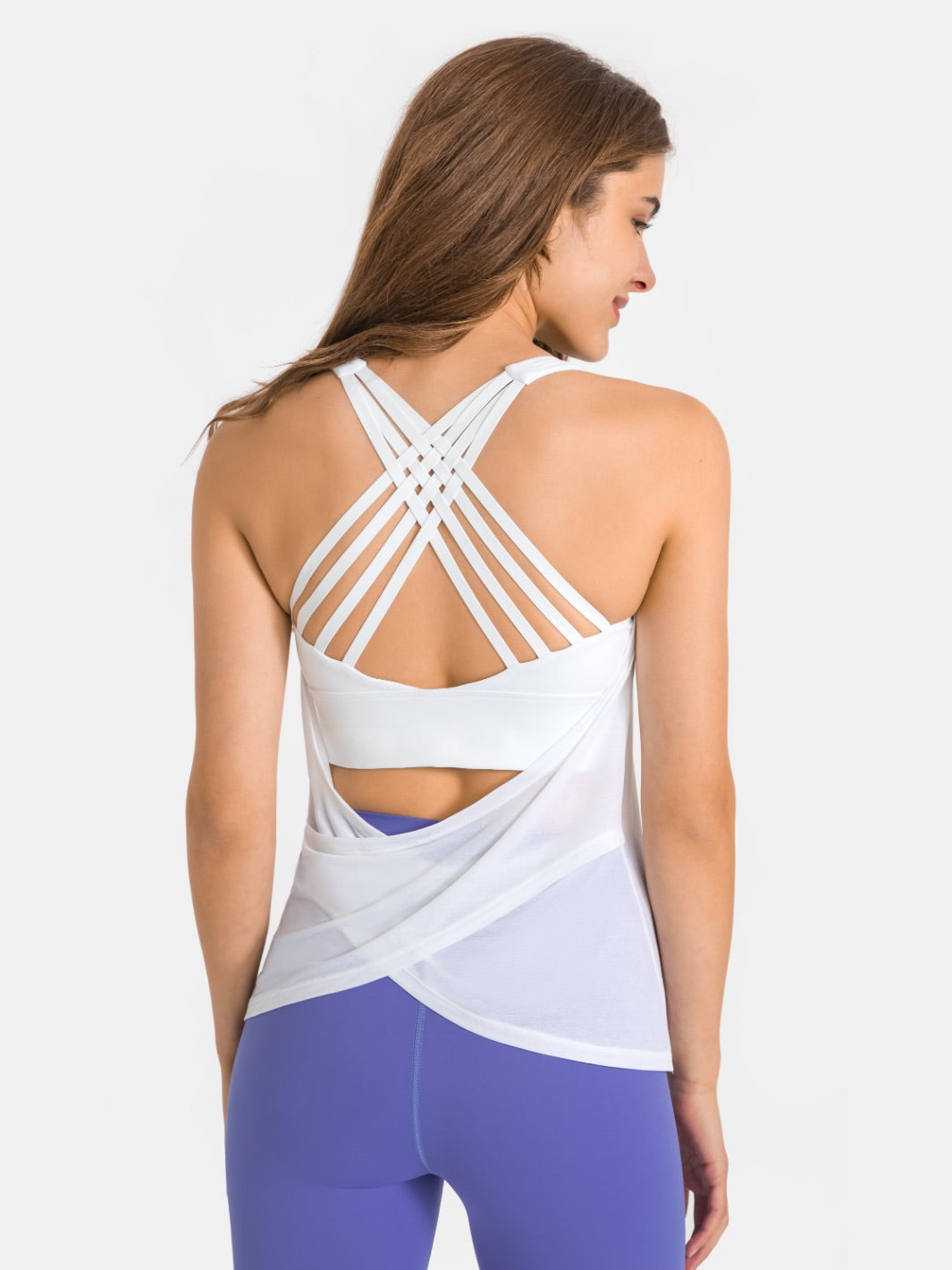 Swoosh Padded Crossback Wrap Tank | In-built Sports bra | Yoga Top (W)