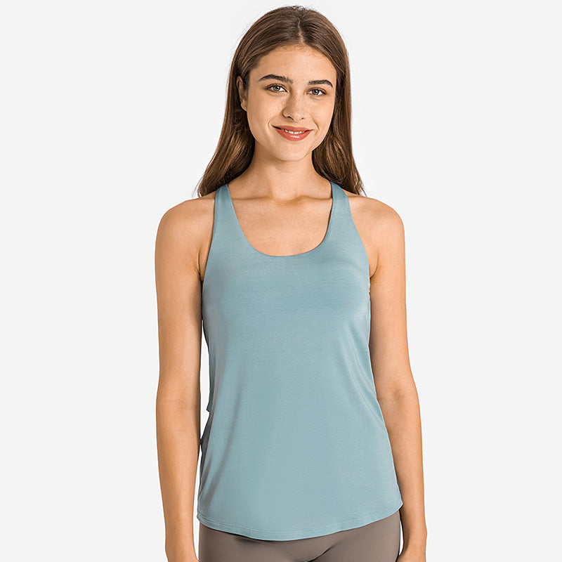 Swoosh Padded Crossback Wrap Tank | In-built Sports bra | Yoga Top (CY)