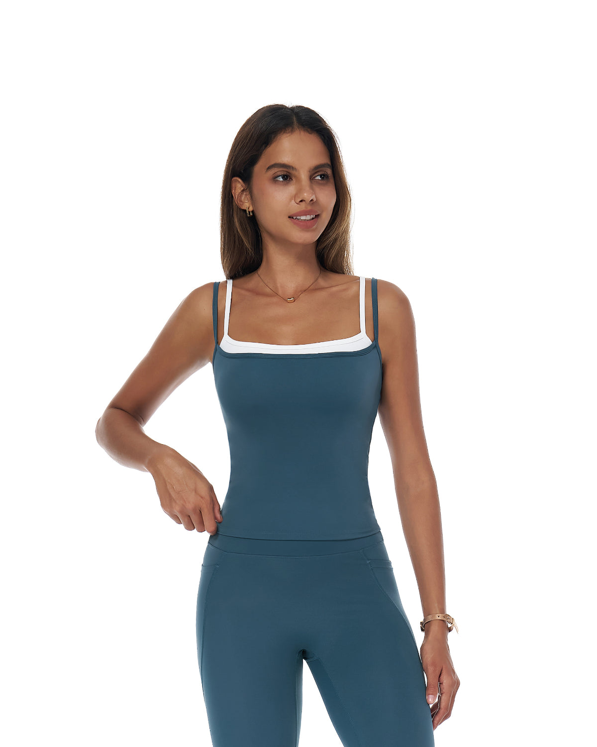 Signature Sculpt Active Set | Padded Tank + High-Waist Pocket Leggings | No Front Seam | Softretch® (Teal)