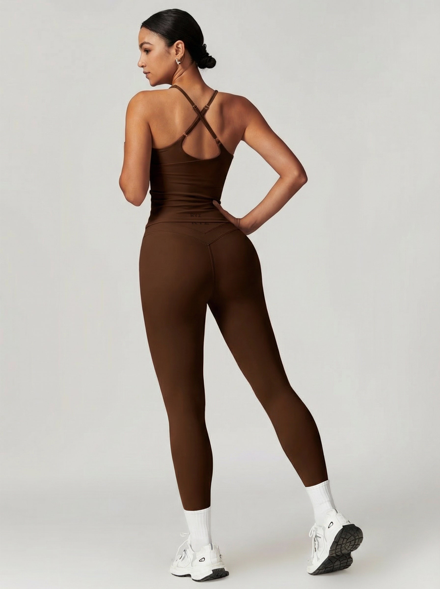 Core Sculpt Fit Set | Adjustable Straps Tank | Removable Pads | No Front Seam Leggings | Softretch® Workout Co-Ord