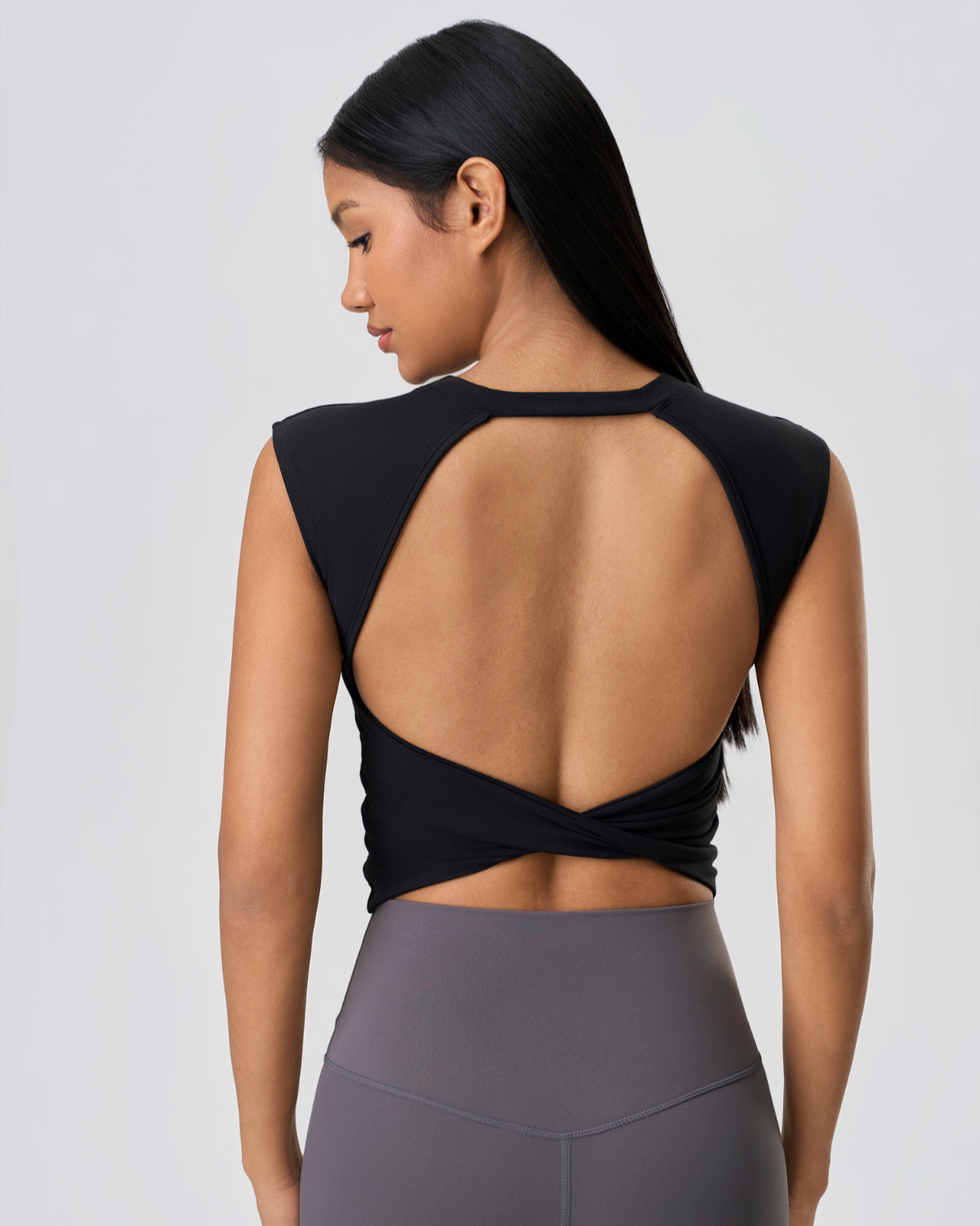 Original Swoosh Padded Knot Blot Flex Tank (B) | Open Back | Softretch® (Black)