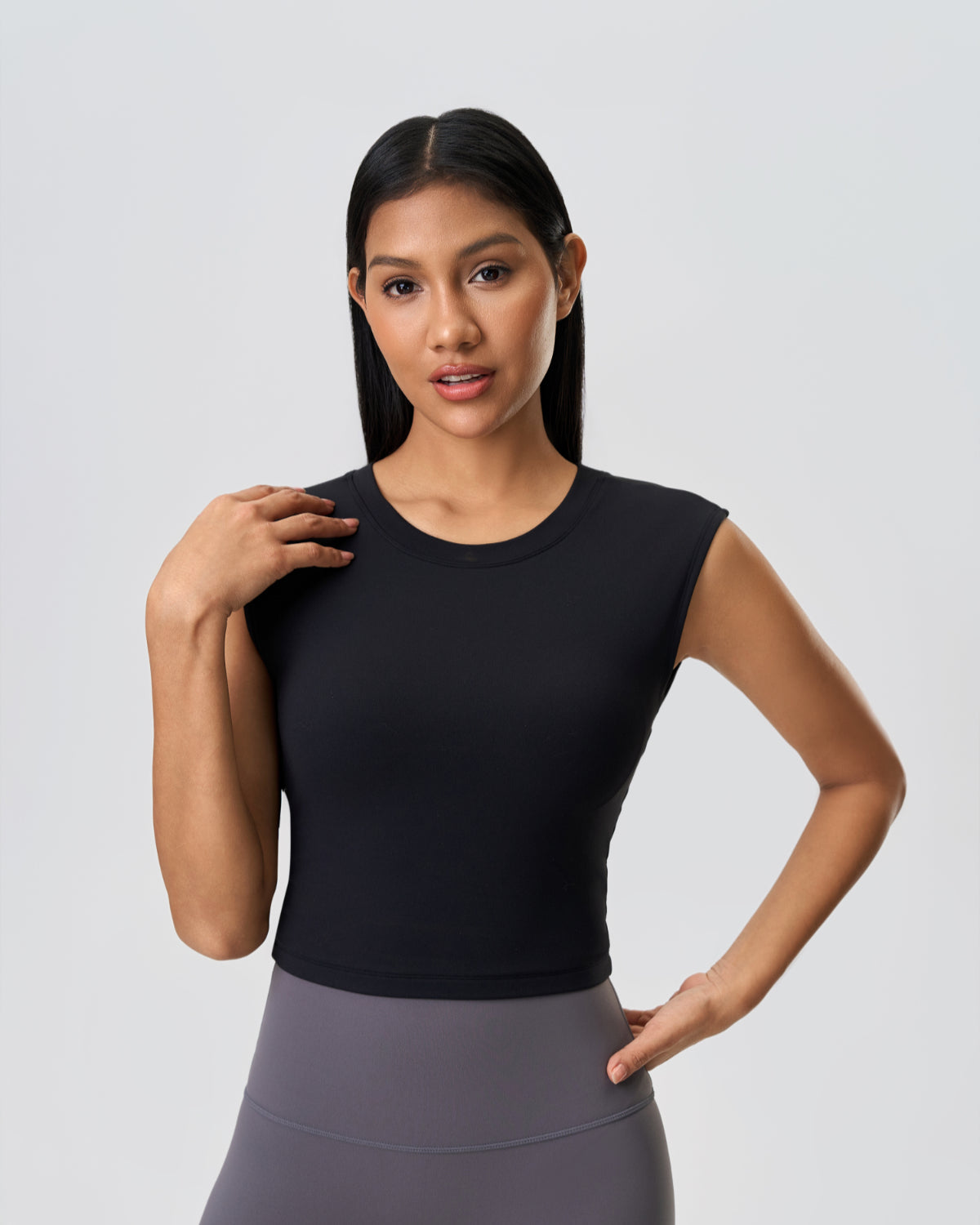 Original Swoosh Padded Knot Blot Flex Tank (B) | Open Back | Softretch® (Black)