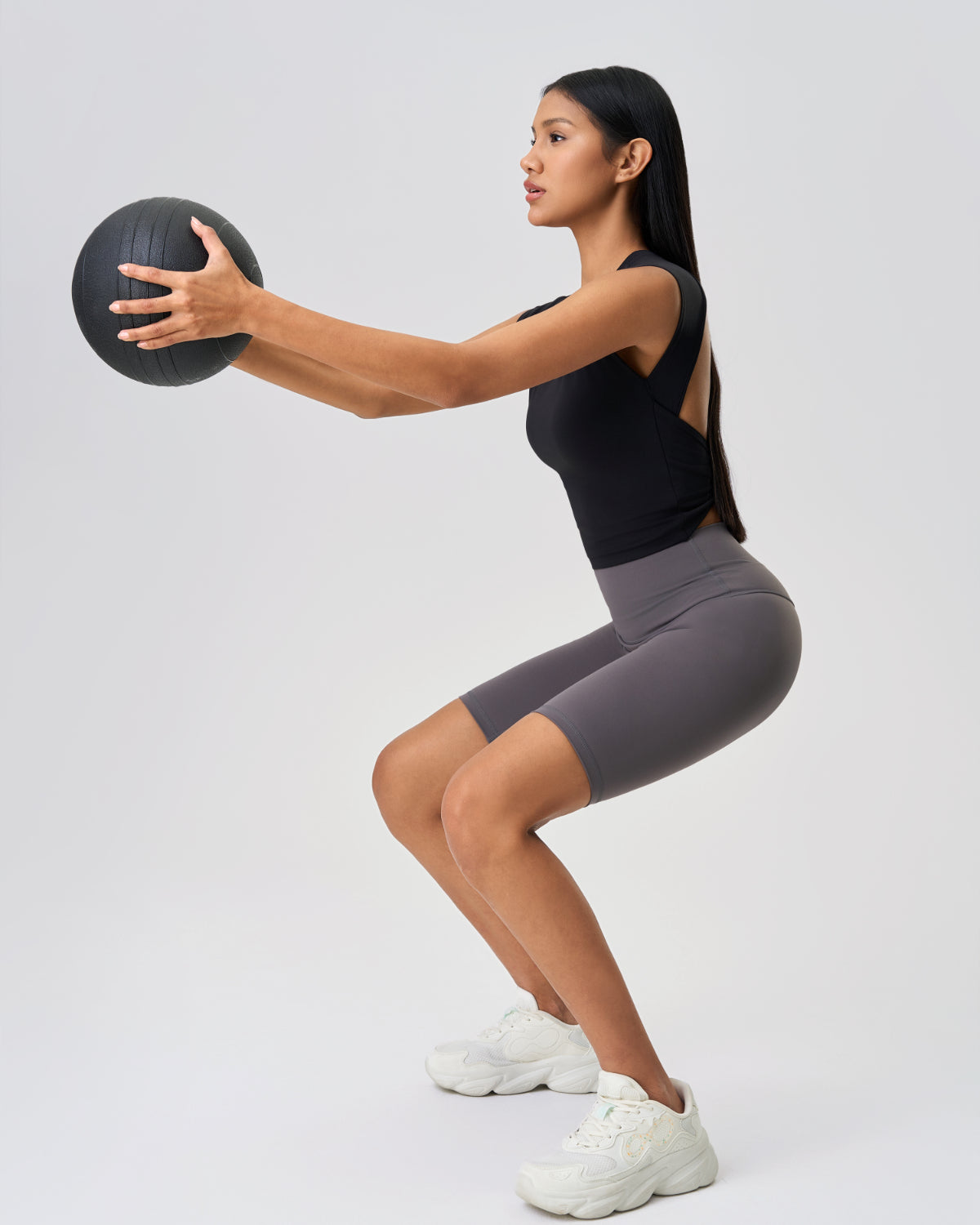 Original Swoosh Padded Knot Blot Flex Tank (B) | Open Back | Softretch® (Black)