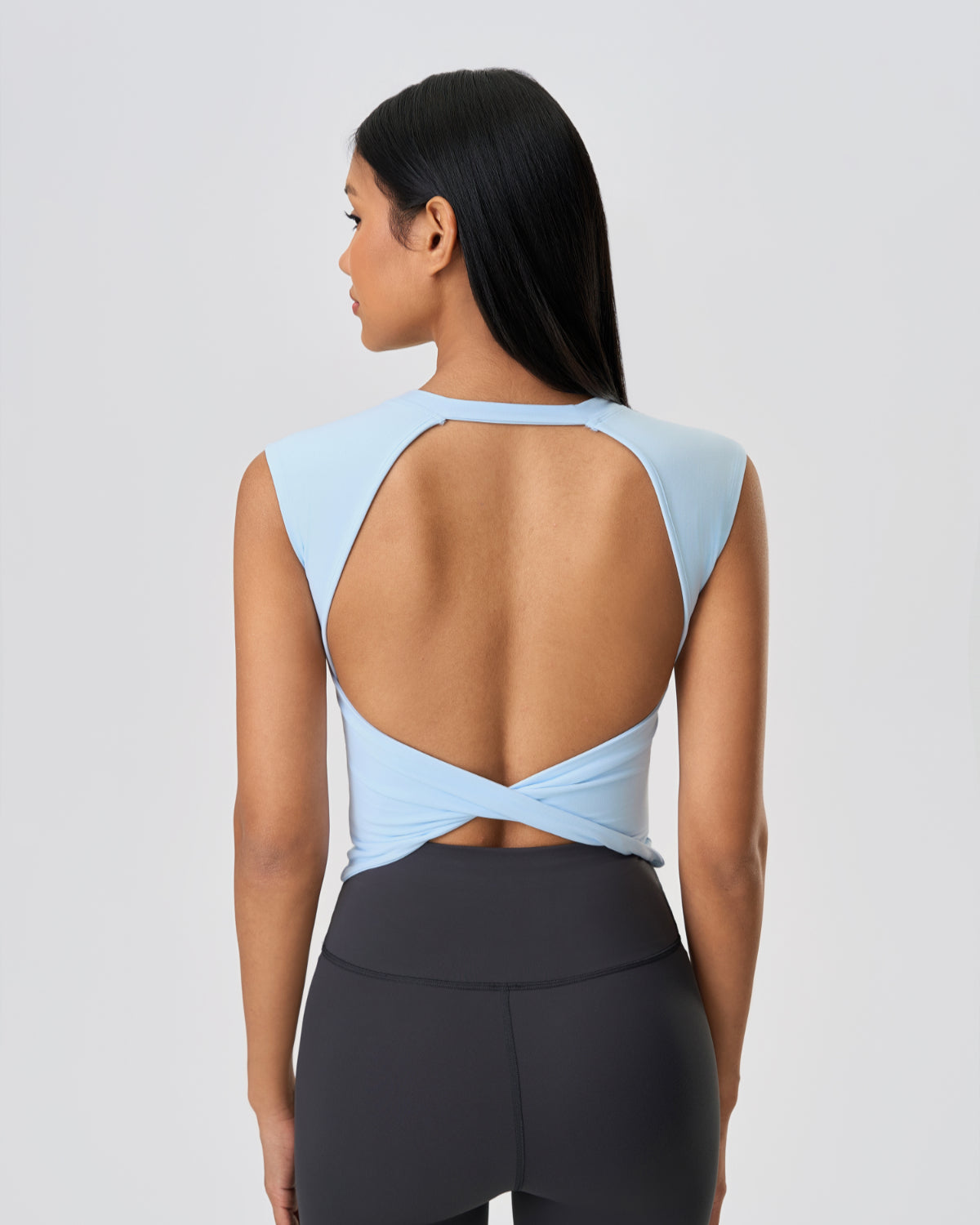 Original Swoosh Padded Knot Blot Flex Tank (S) | Open Back | Softretch® (SKY)