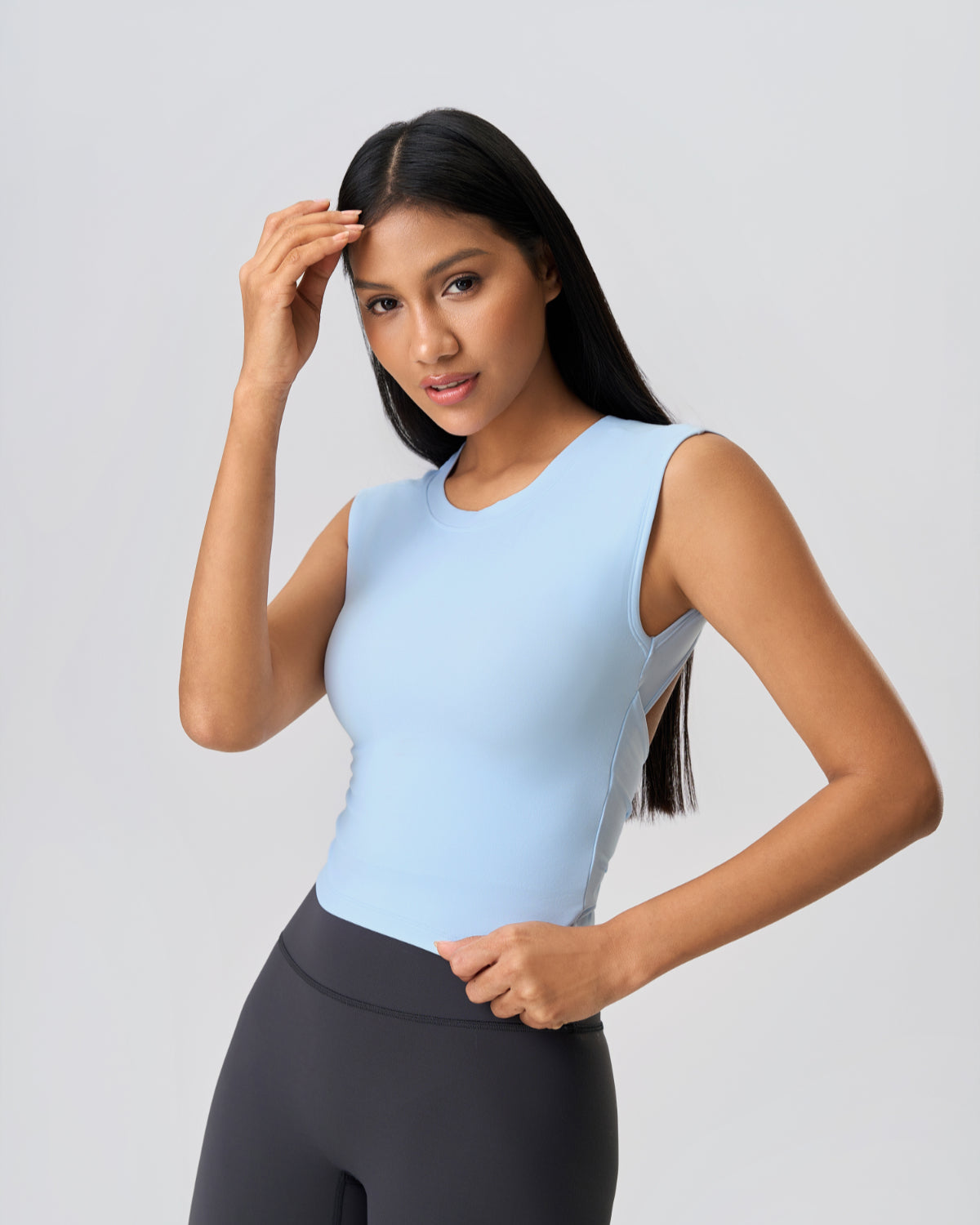 Original Swoosh Padded Knot Blot Flex Tank (S) | Open Back | Softretch® (SKY)