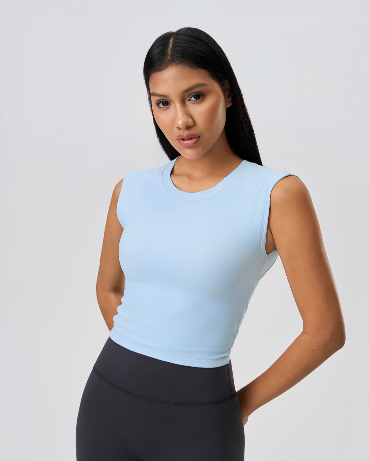 Original Swoosh Padded Knot Blot Flex Tank (S) | Open Back | Softretch® (SKY)