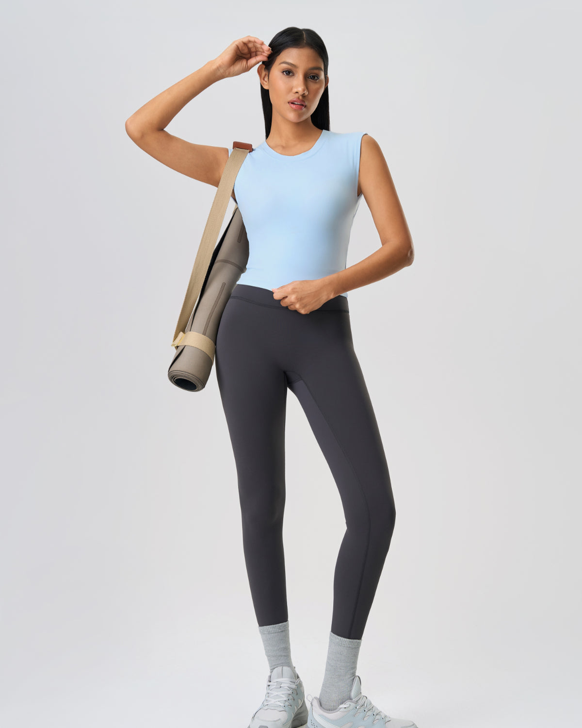 Original Swoosh Padded Knot Blot Flex Tank (S) | Open Back | Softretch® (SKY)