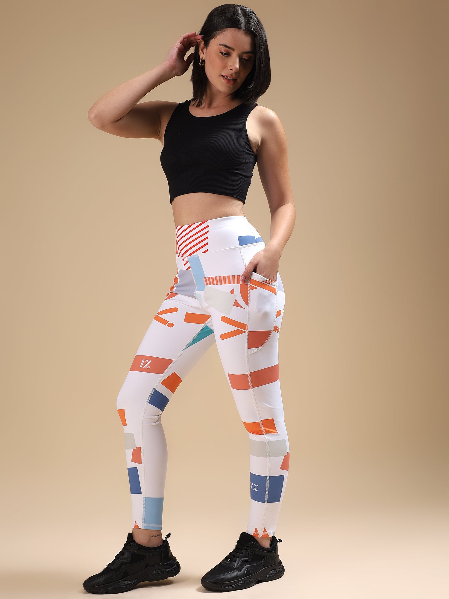 Abstract Flex Leggings with pockets