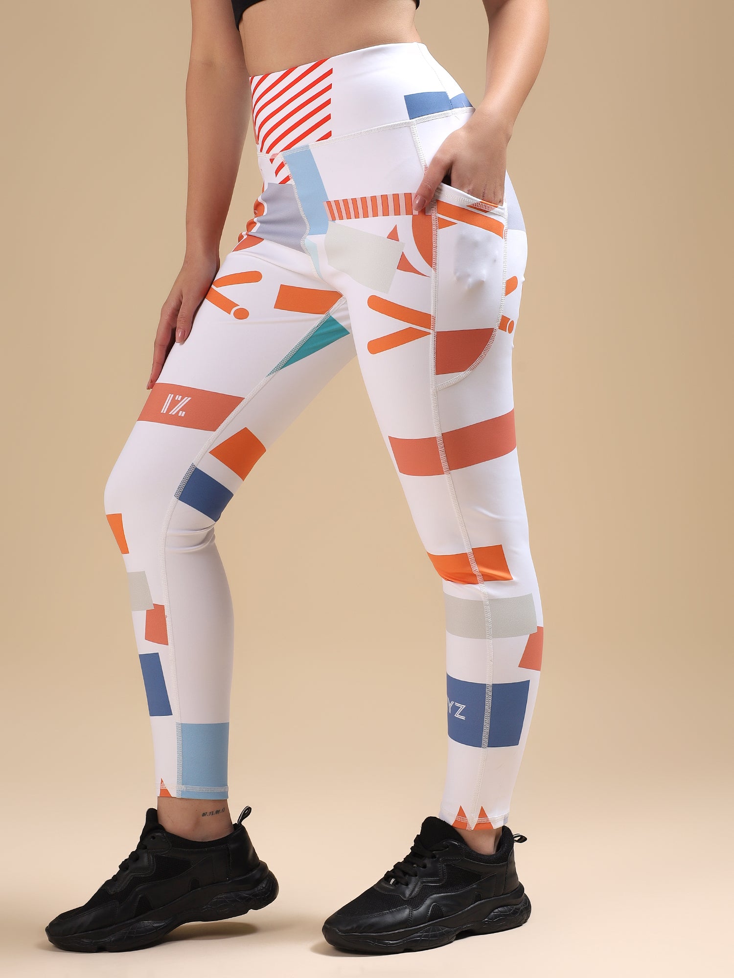 Abstract Flex Leggings with pockets