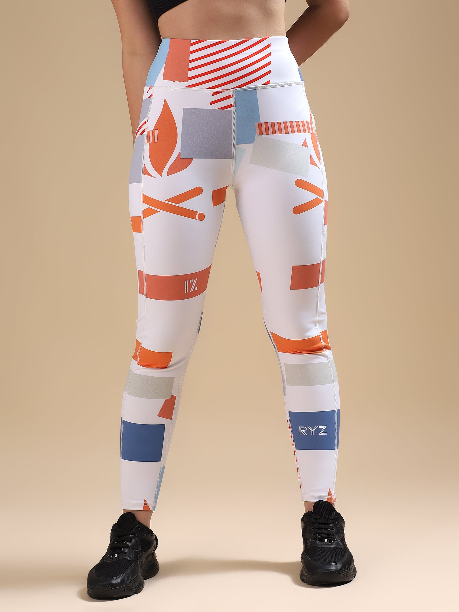 Abstract Flex Leggings with pockets