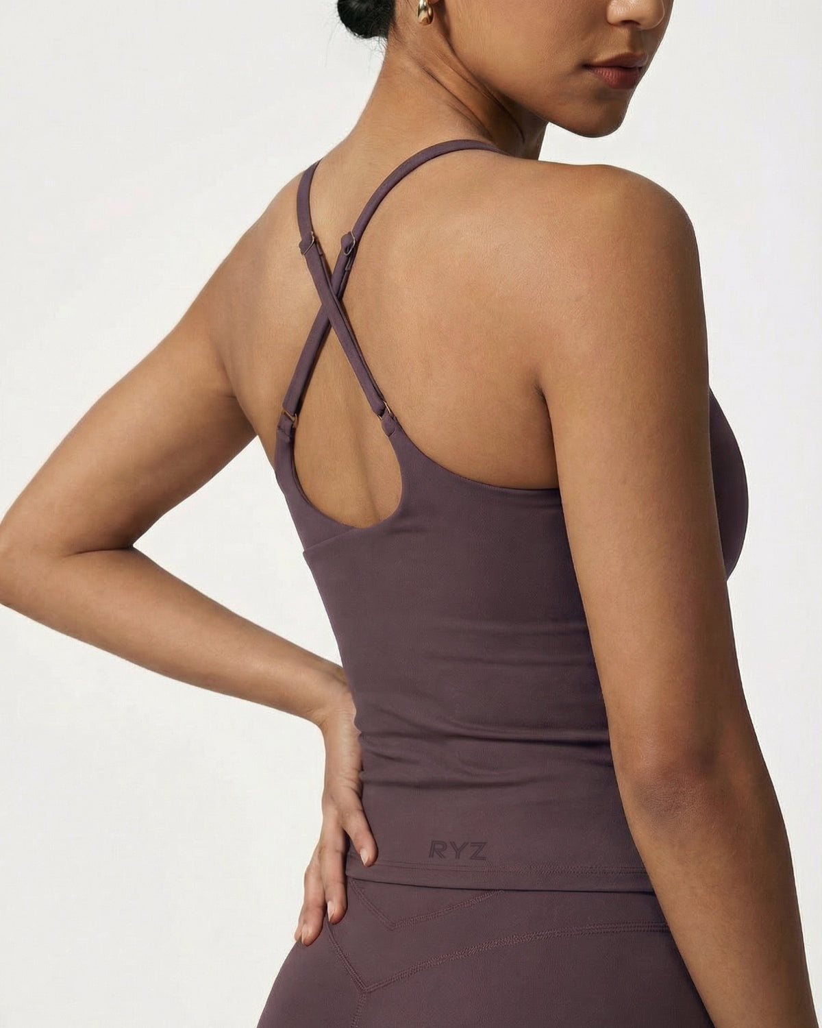 Core Sculpt Fit Set | Adjustable Straps Tank | Removable Pads | No Front Seam Leggings | Softretch® Workout Co-Ord (Purple)